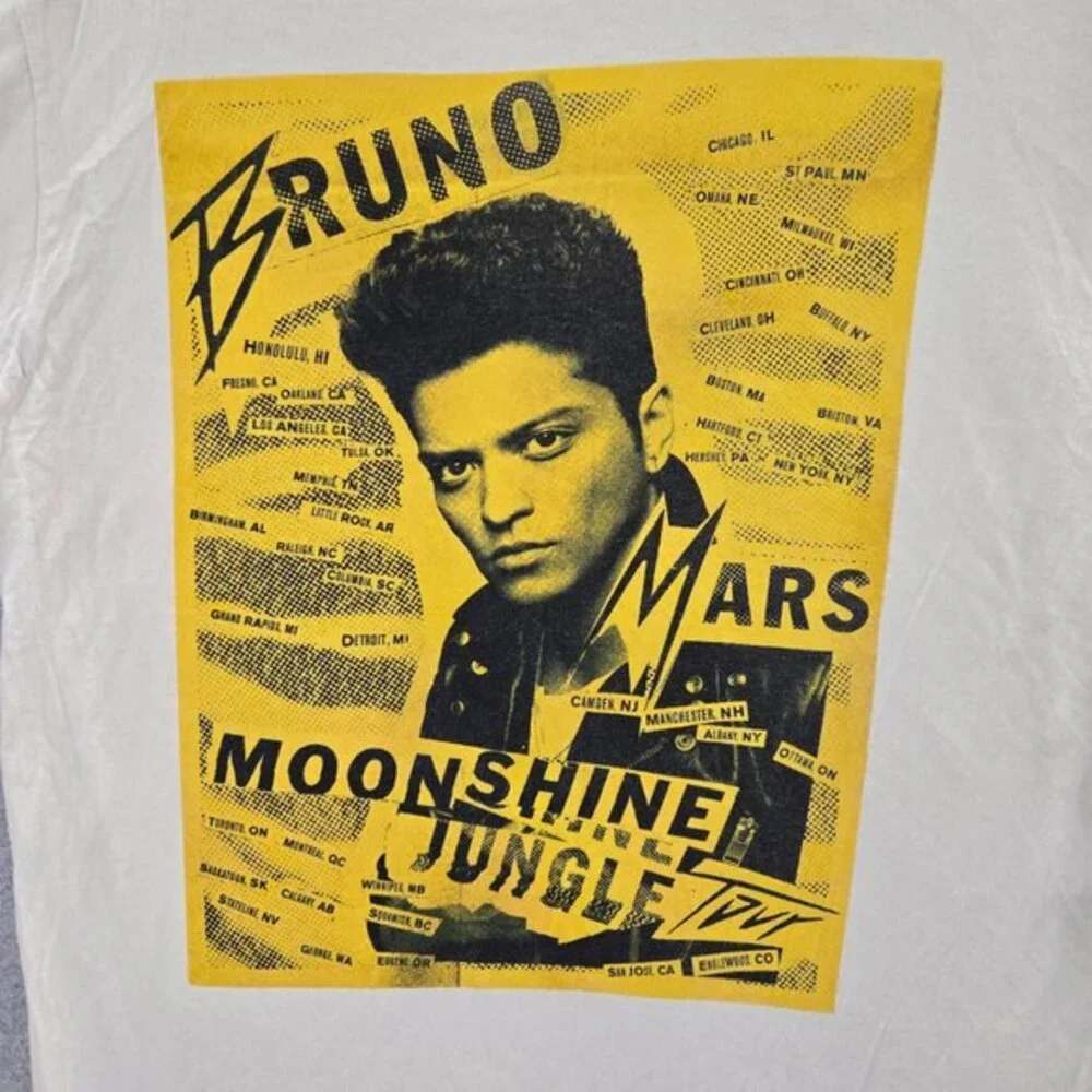 Bruno‎ Mars Men Large Beige Moonshine Jungle Short Sleeve Tee